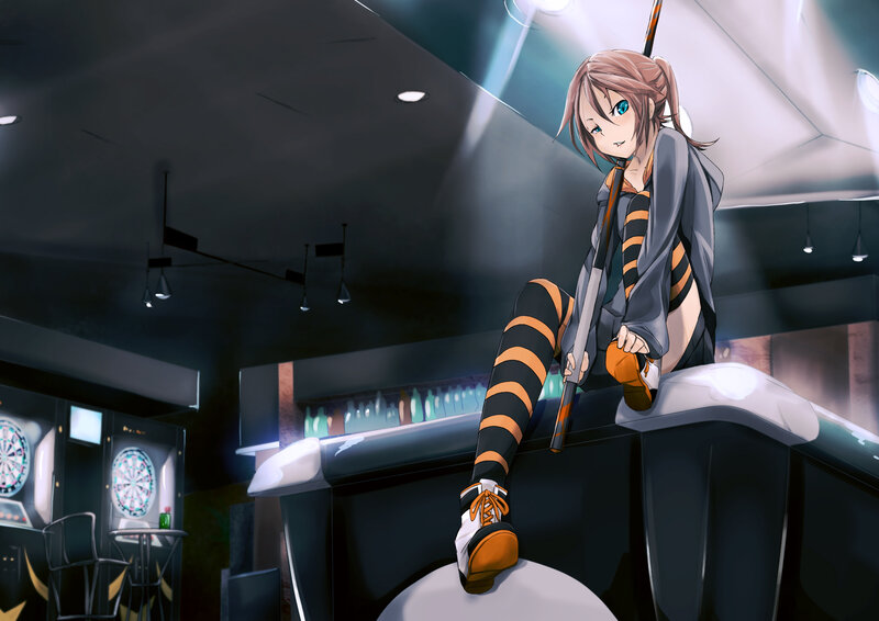 Anime Girl with Cue Stick