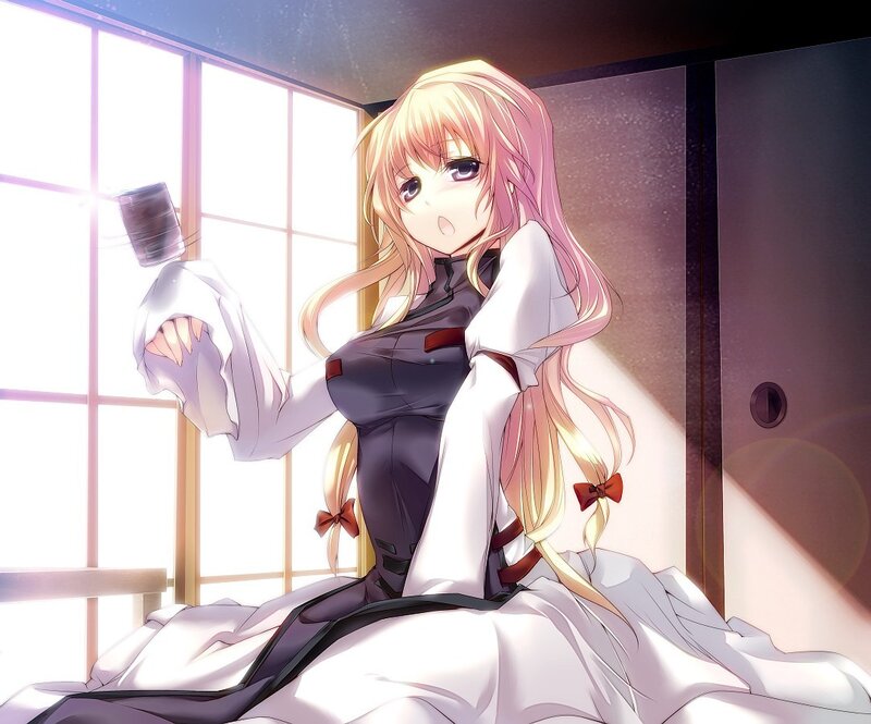 anime girl with cup