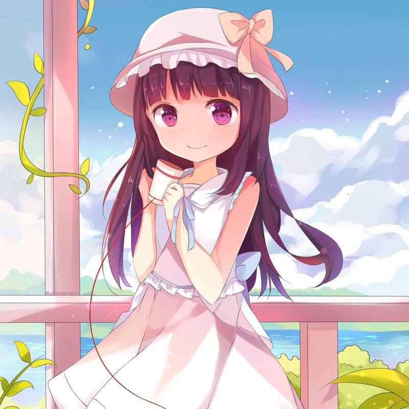 Anime Girl with Cup — Pink, Serene