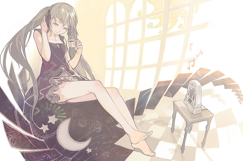 Anime Girl with Cup — White