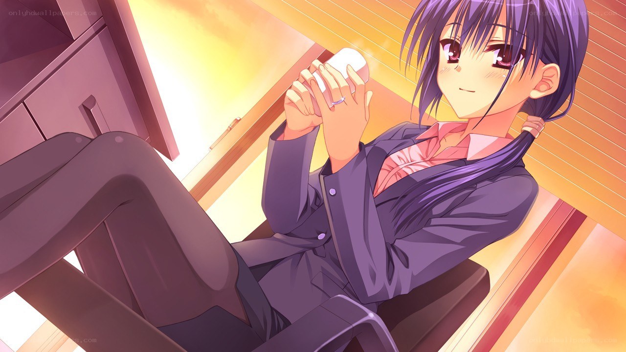 anime girl with cup