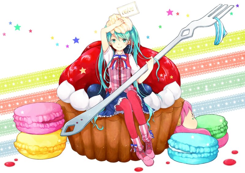 Anime Girl with Cupcake — Red