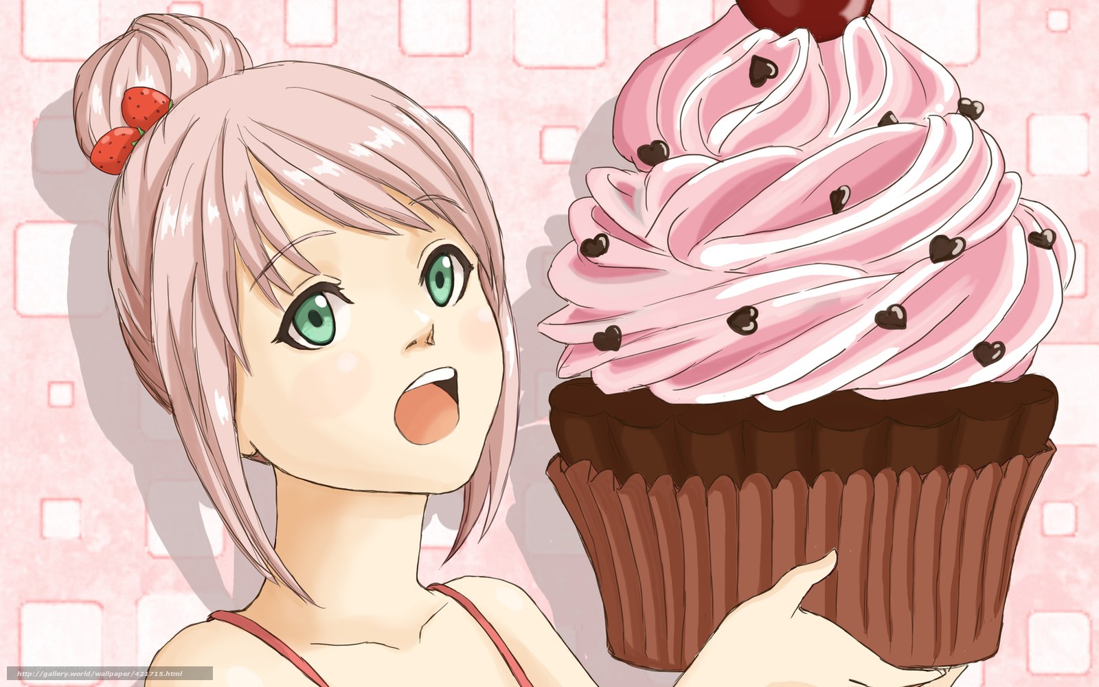 Anime girl with cupcake