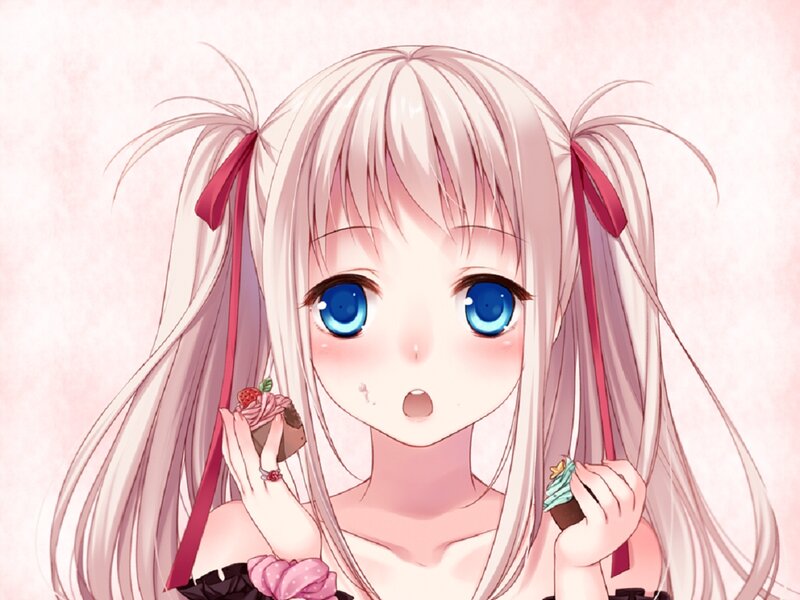Anime Girl with Cupcakes — Pink