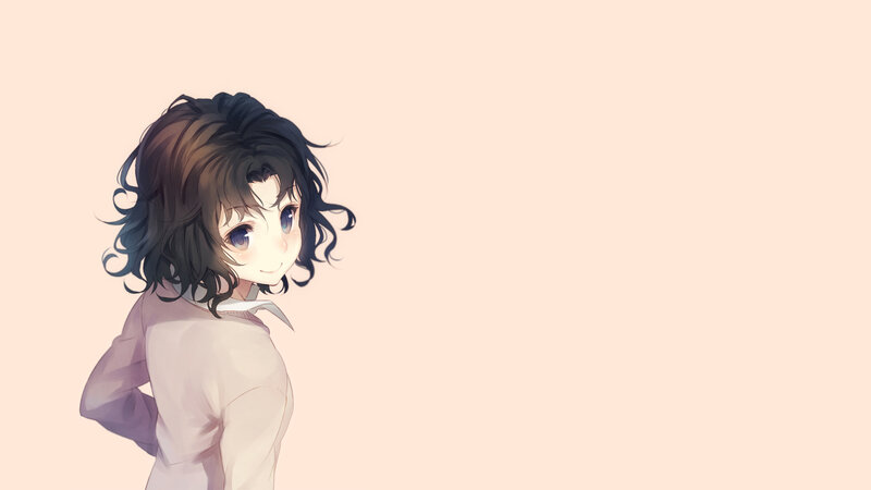 Anime Girl with Curly Hair — Pink, Calm