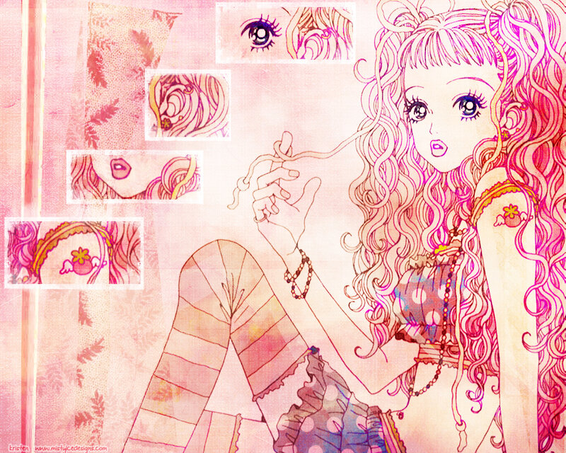 anime girl with curly hair