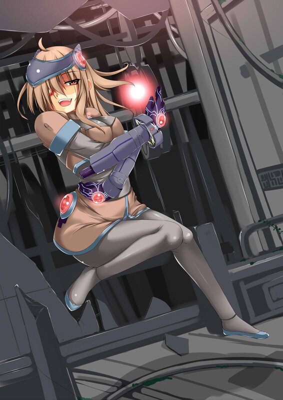 anime girl with cybernetic arm