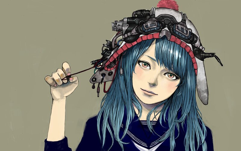 anime girl with cybernetic headgear