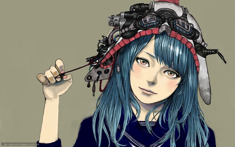 anime girl with cybernetic headgear