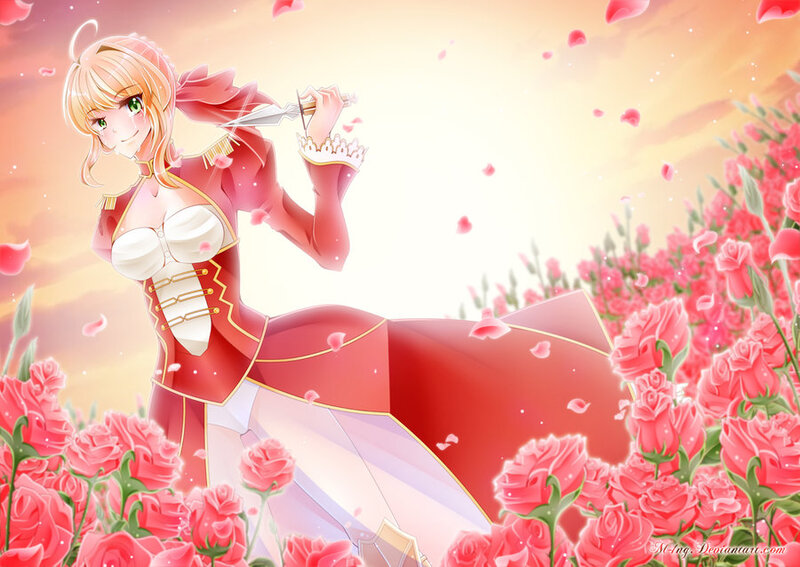 Anime Girl with Dagger — Red