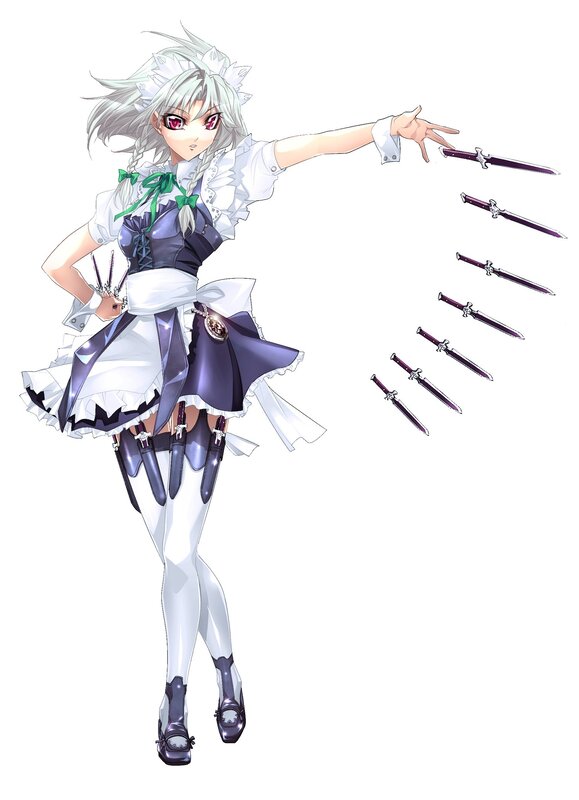 Anime Girl with Daggers — White, Dynamic