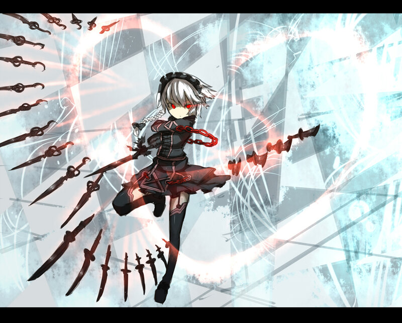 Anime Girl with Daggers — White