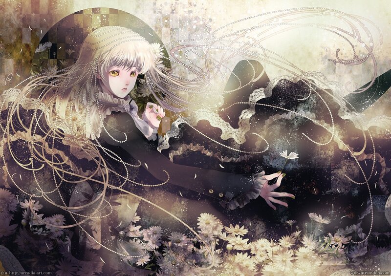 Anime girl with daisies