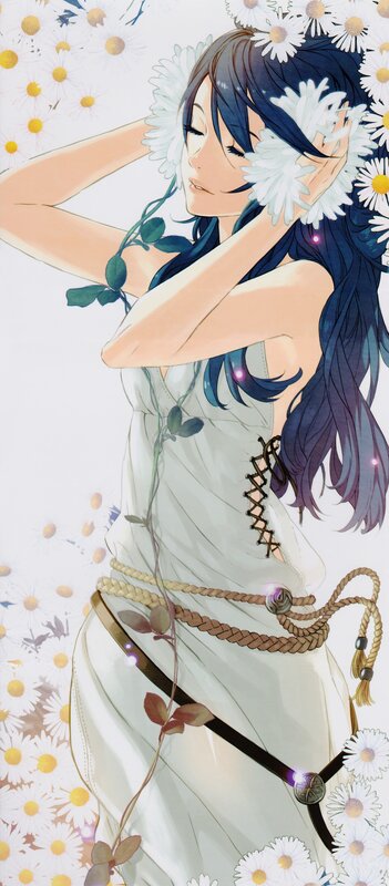 Anime girl with daisies