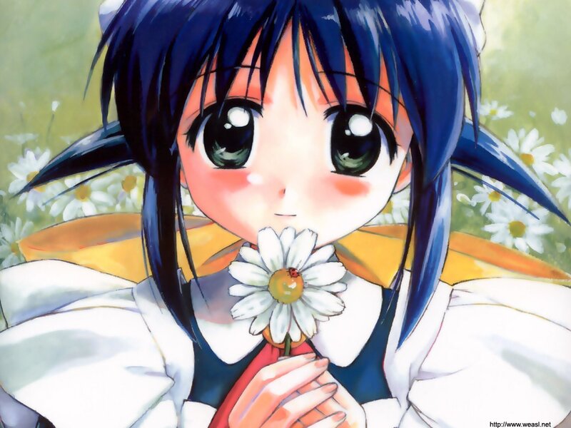 Anime girl with daisy flower
