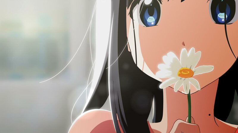 Anime Girl with Daisy — White