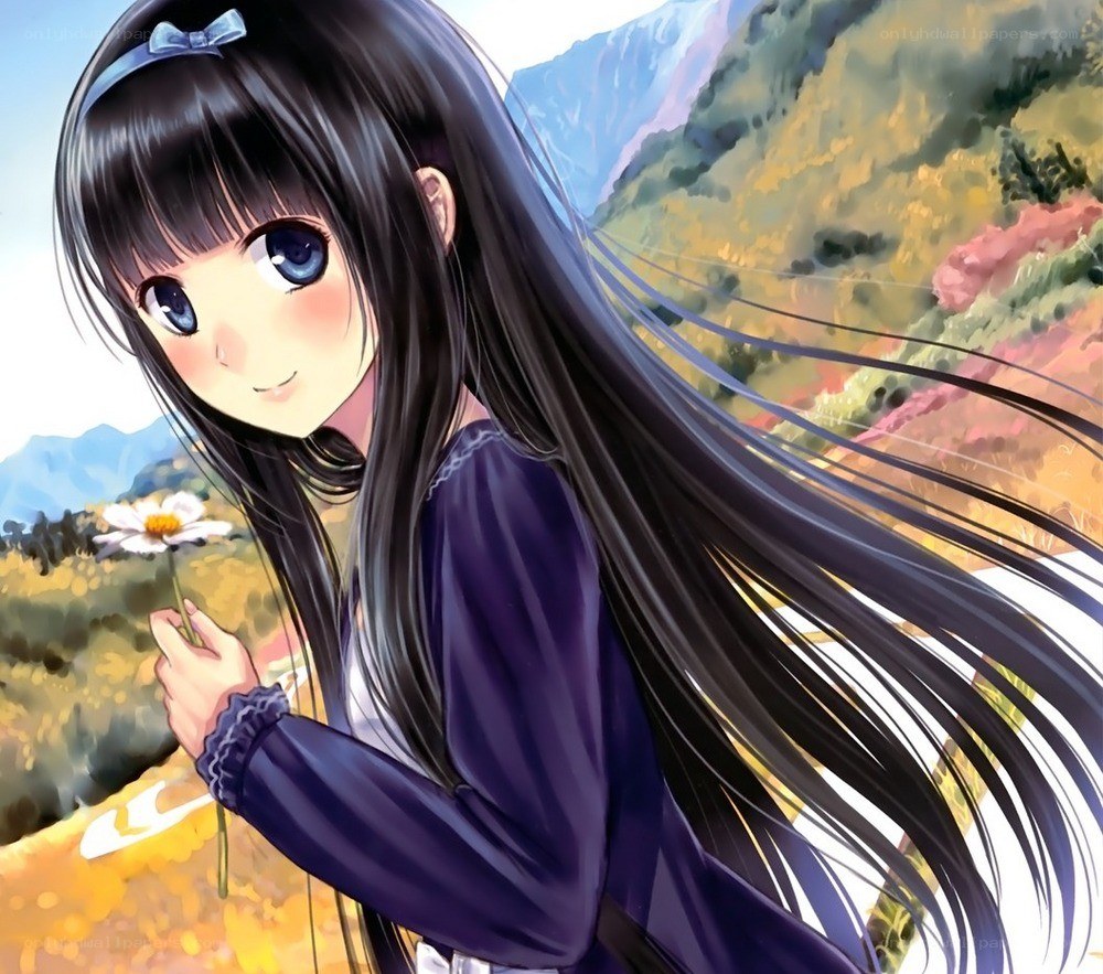 anime girl with daisy