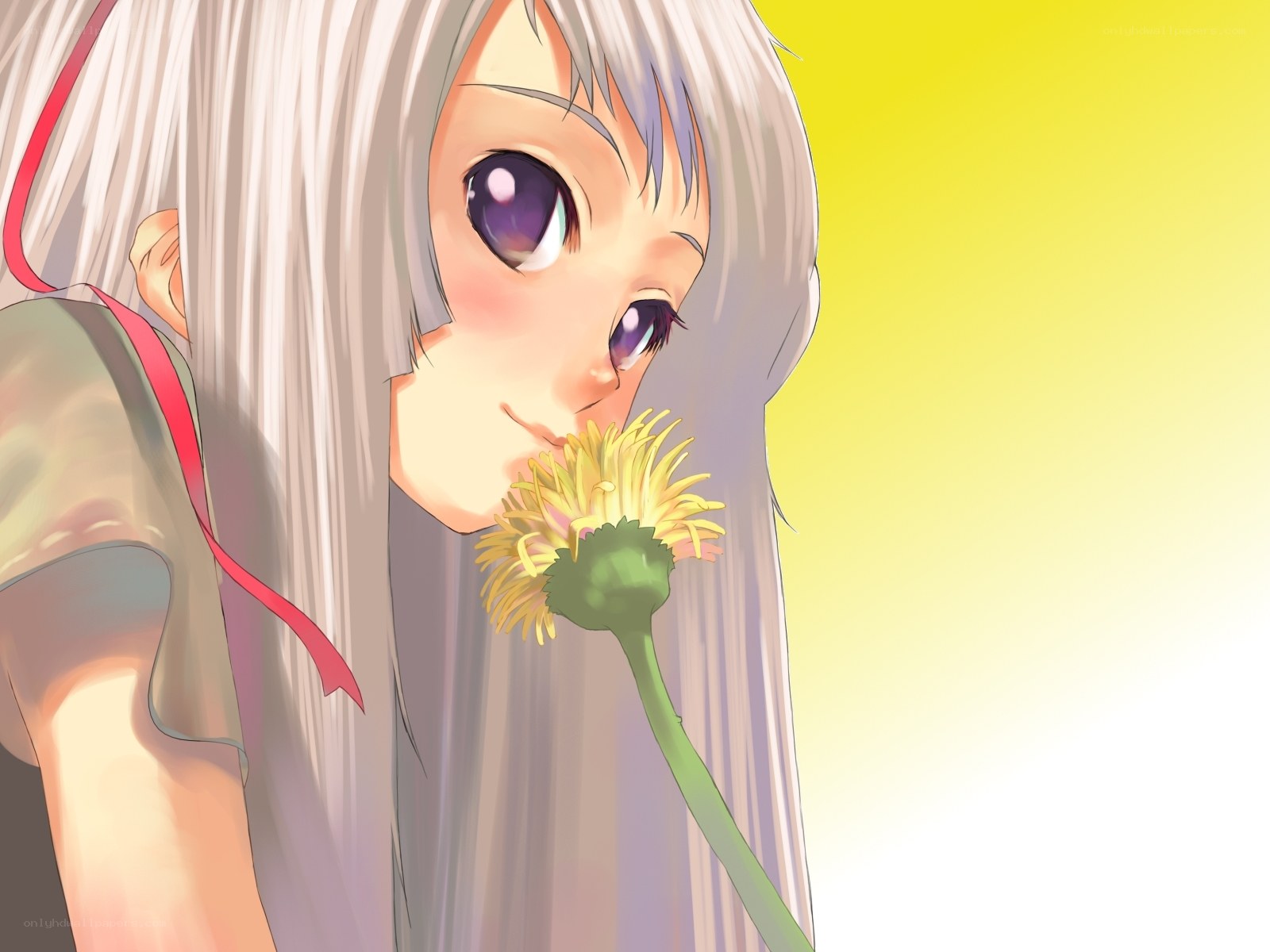 Anime girl with dandelion