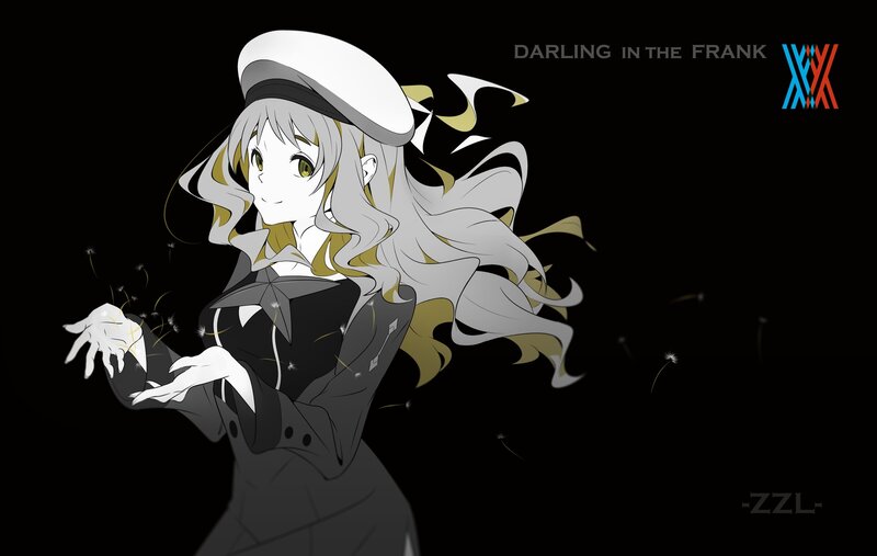 Anime Girl with Dandelion — Black