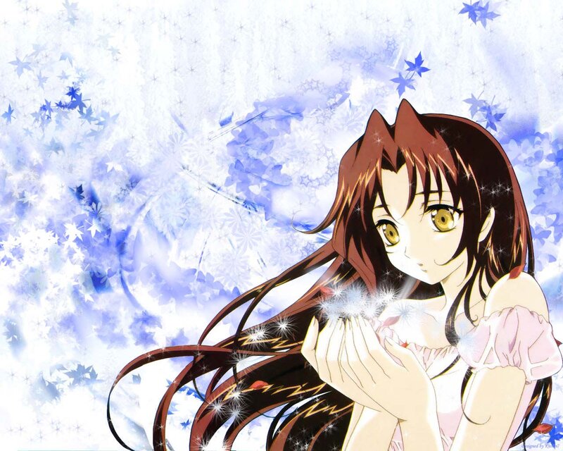 Anime Girl with Dandelion — Blue