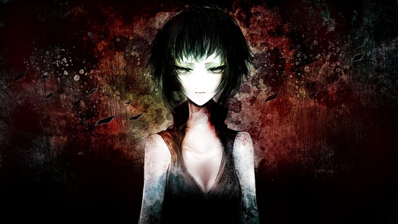 anime girl with dark background