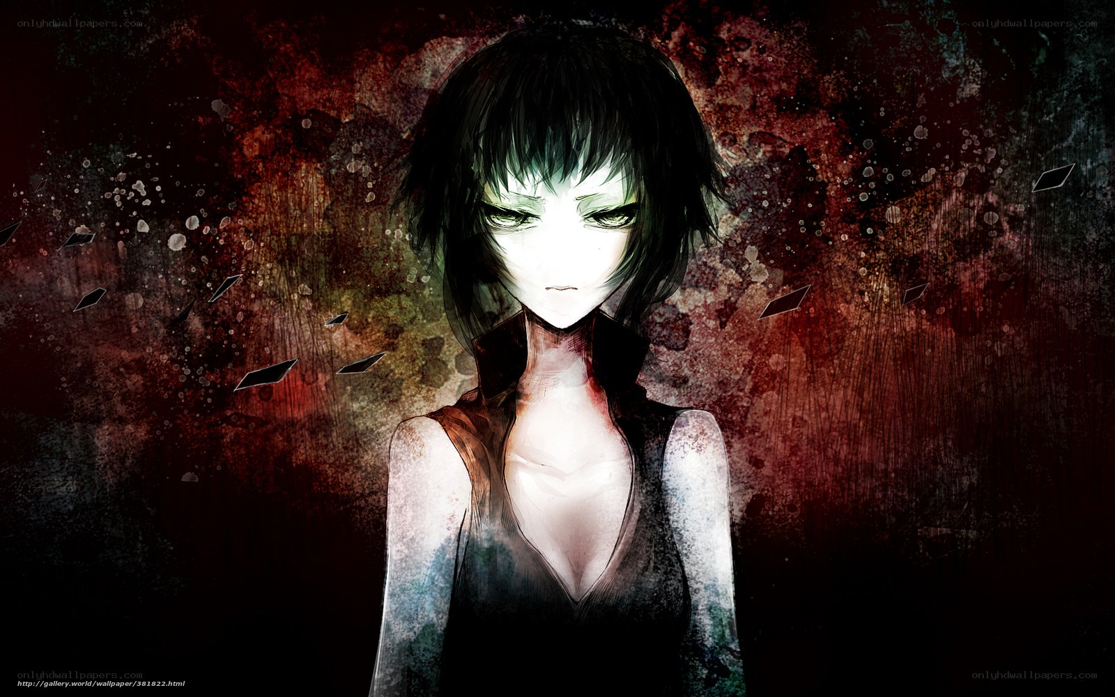 anime girl with dark background