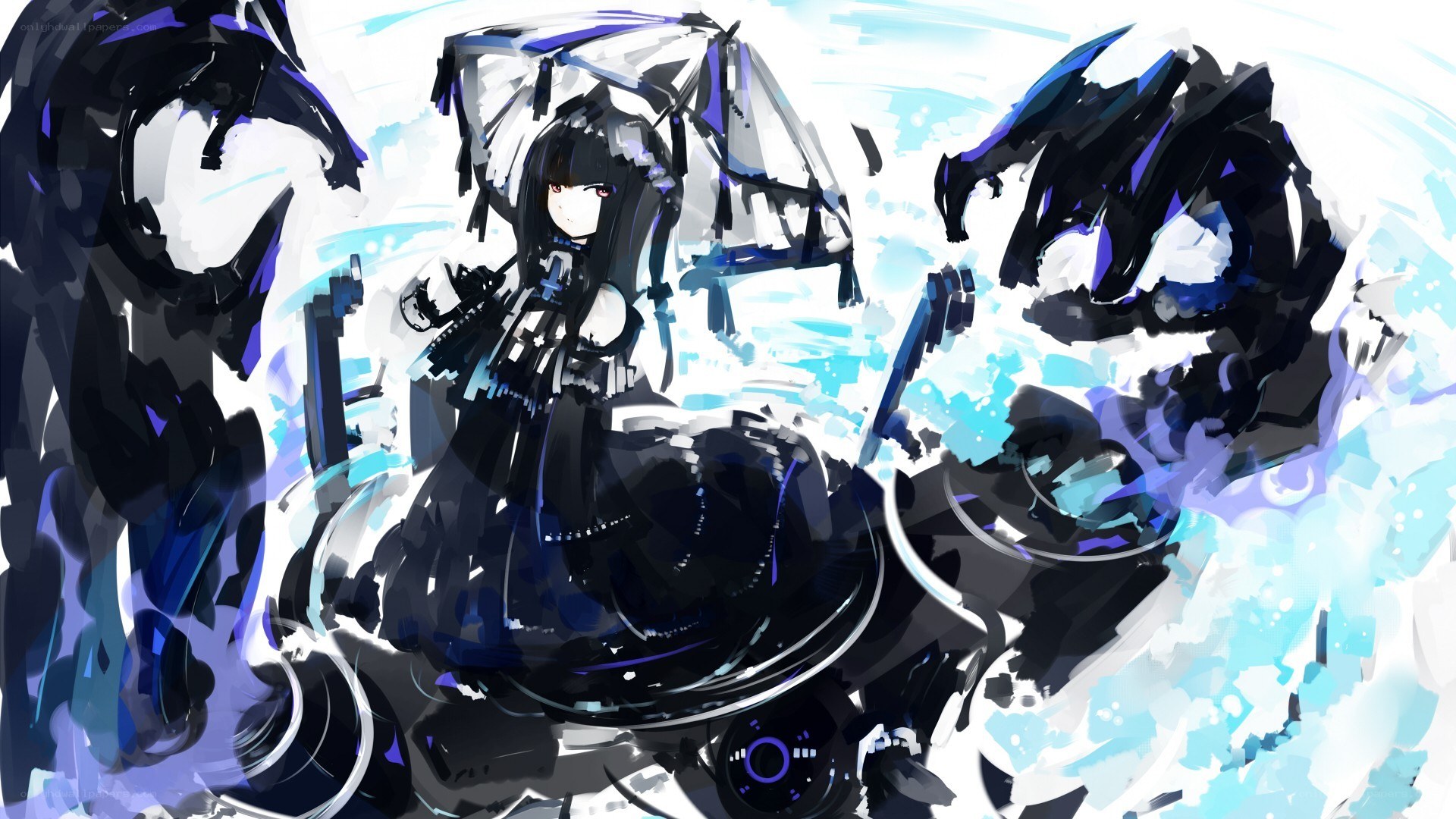 anime girl with dark creatures