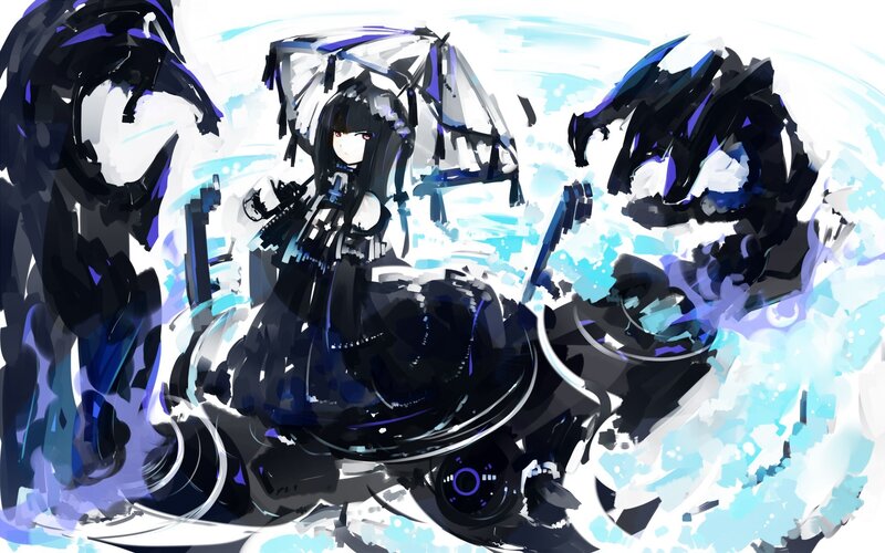 anime girl with dark creatures