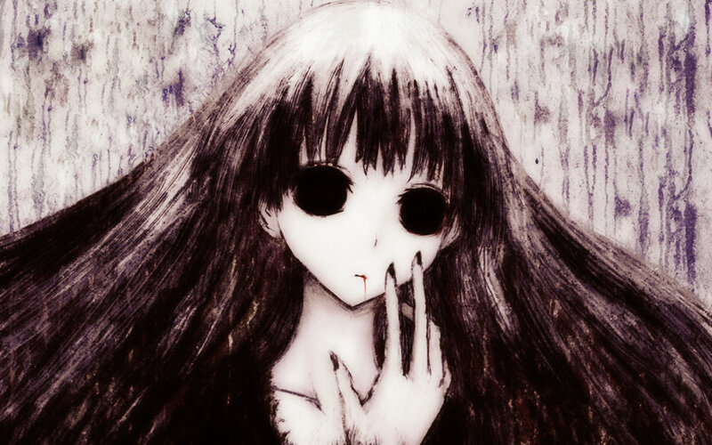 anime girl with dark eyes