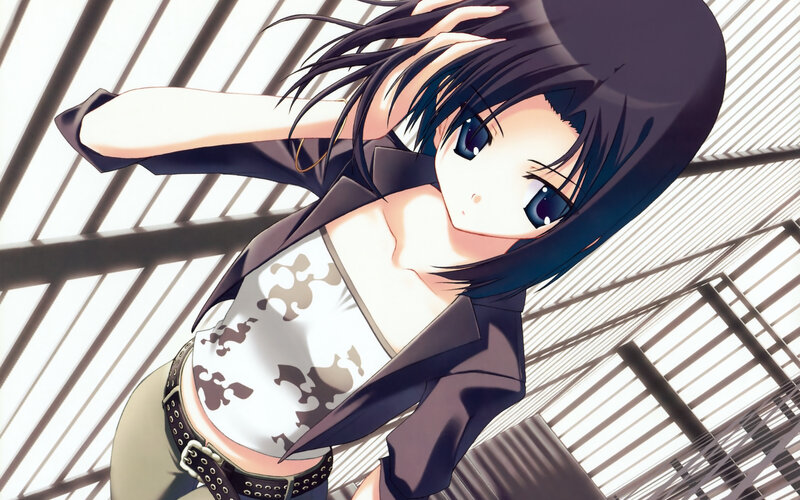 Anime Girl with Dark Hair — Black, Dramatic, Black Jacket