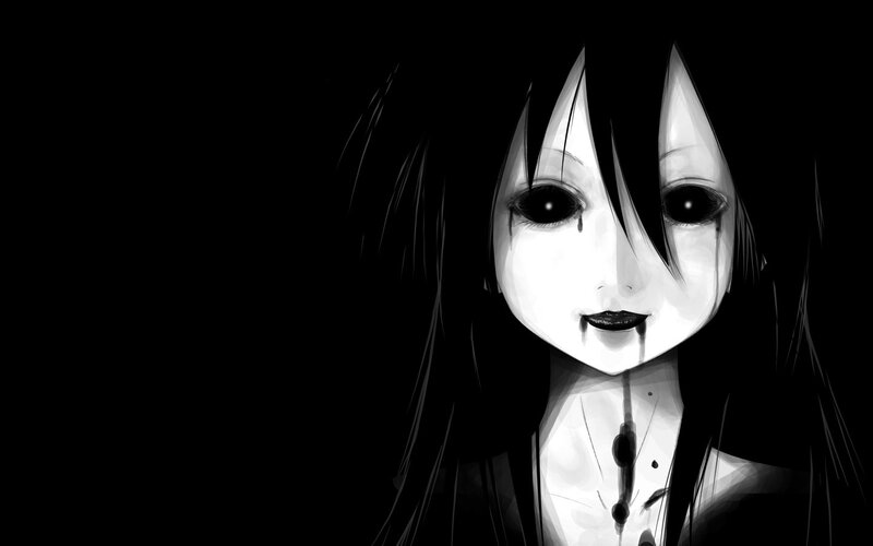 Anime Girl with Dark Hair — Black, Dramatic, Manga
