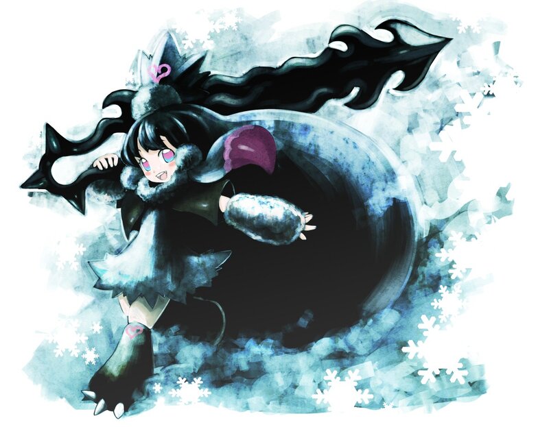 Anime Girl with Dark Hair — Black, Dramatic, Winter, Digital Art