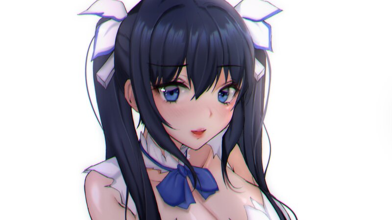 Anime Girl with Dark Hair — Black, Neutral, Blue Eyes