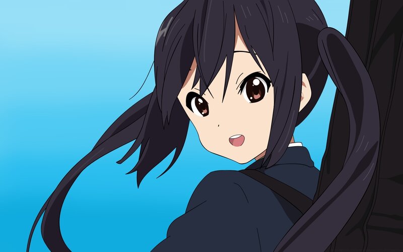 Anime Girl with Dark Hair — Blue, Calm, School Uniform