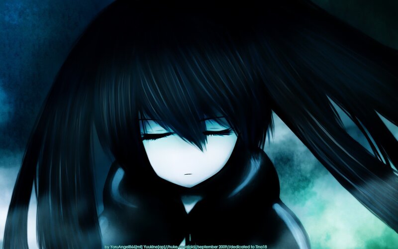 Anime Girl with Dark Hair — Blue, Dramatic, Digital Art, Dark Hair, Hoodie