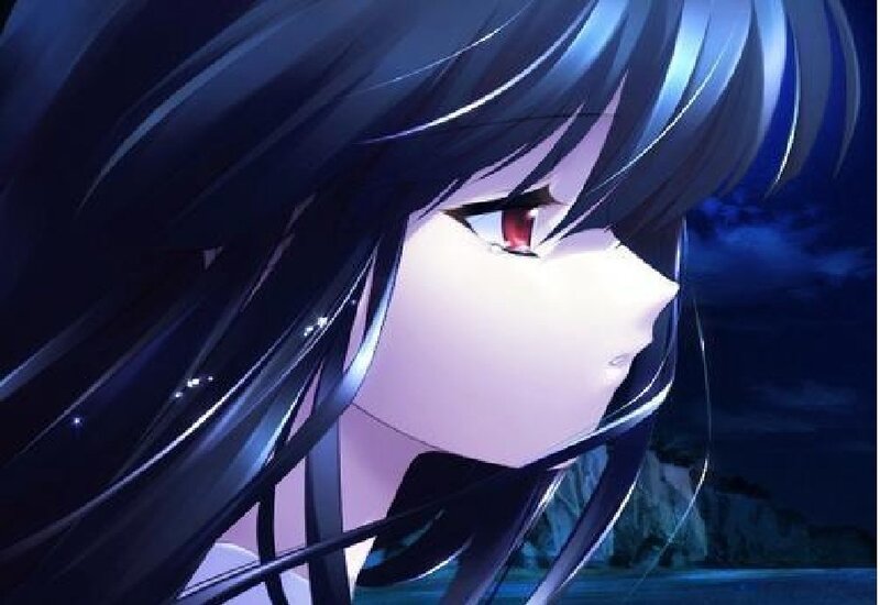 Anime Girl with Dark Hair — Blue, Dramatic
