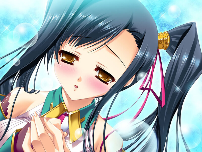 Anime Girl with Dark Hair — Blue, Dreamy