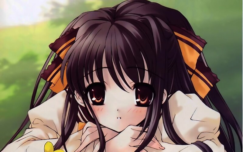 Anime Girl with Dark Hair — Brown, Calm, Afternoon