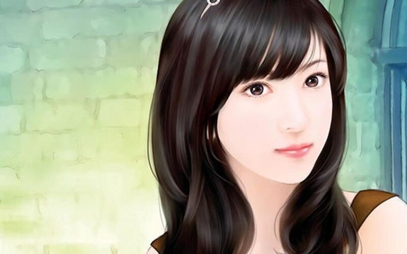 Anime Girl with Dark Hair — Brown, Calm