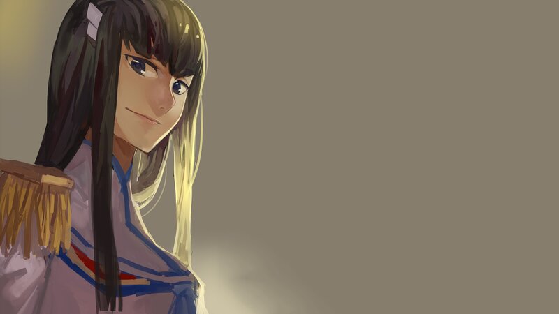 Anime Girl with Dark Hair — Gray, Neutral, Digital Art