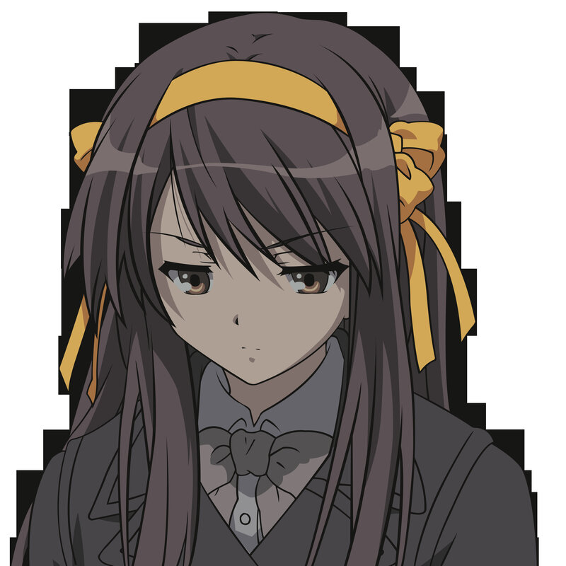 Anime Girl with Dark Hair — Gray, Neutral, Headband