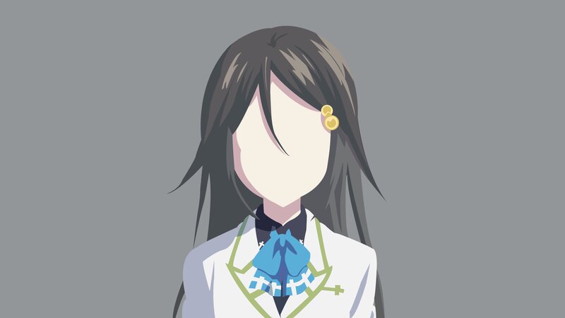 Anime Girl with Dark Hair — Gray, Neutral, White Coat