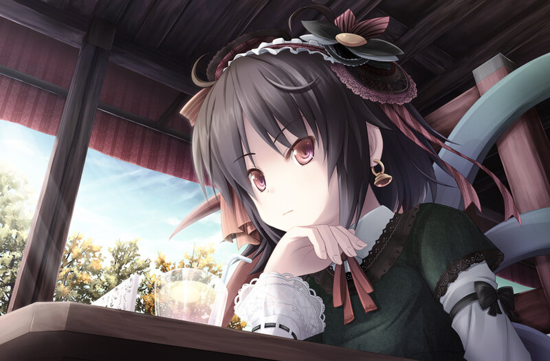 Anime Girl with Dark Hair — Green, Calm