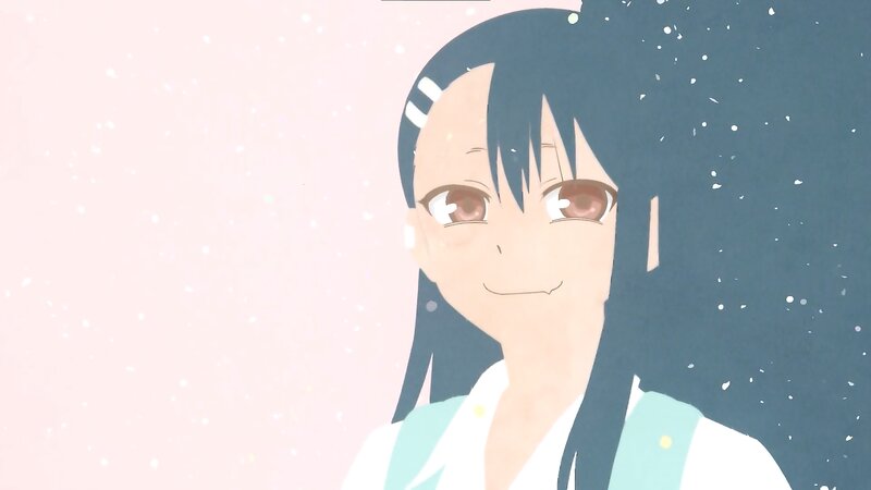 Anime Girl with Dark Hair — Pink, Calm