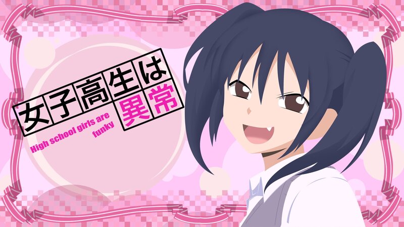 Anime Girl with Dark Hair — Pink, Playful, Text