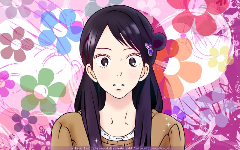 Anime Girl with Dark Hair — Pink, Playful
