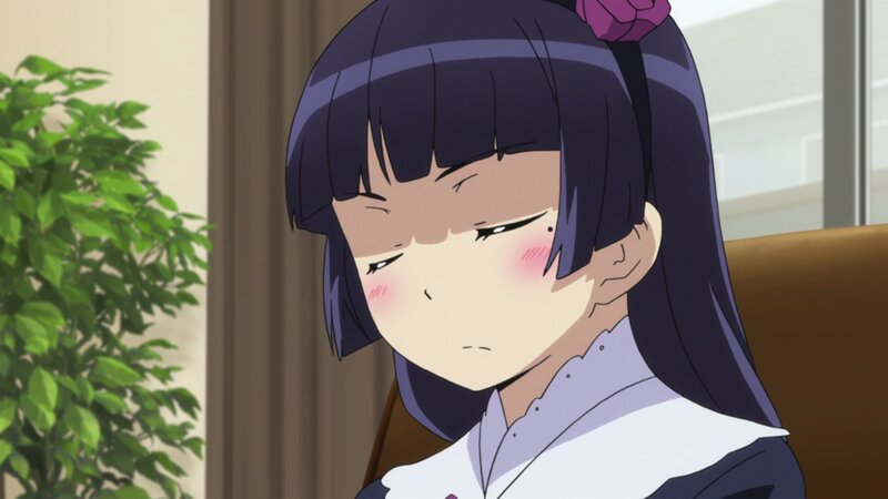 Anime Girl with Dark Hair — Purple, Calm, Afternoon, Plant