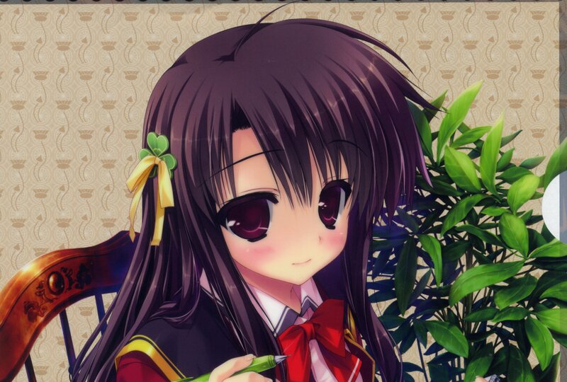 Anime Girl with Dark Hair — Purple, Calm