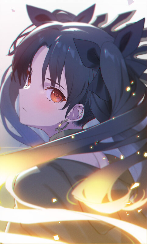 Anime Girl with Dark Hair — Purple, Dramatic, Digital Art, Red Eyes