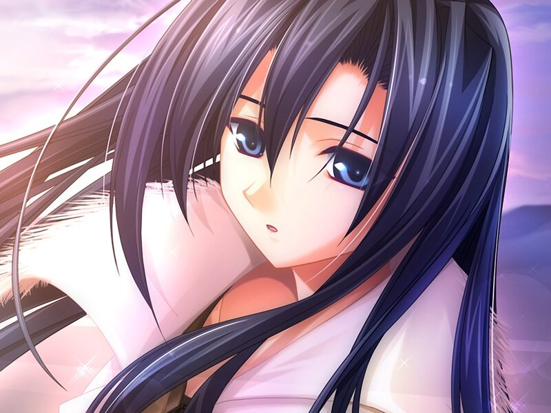 Anime Girl with Dark Hair — Purple, Dramatic